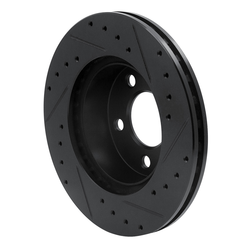 Ford Ranger Brake Rotor (1) - Front Left - R1 Concepts - Drilled & Slotted - Black - `95-`02